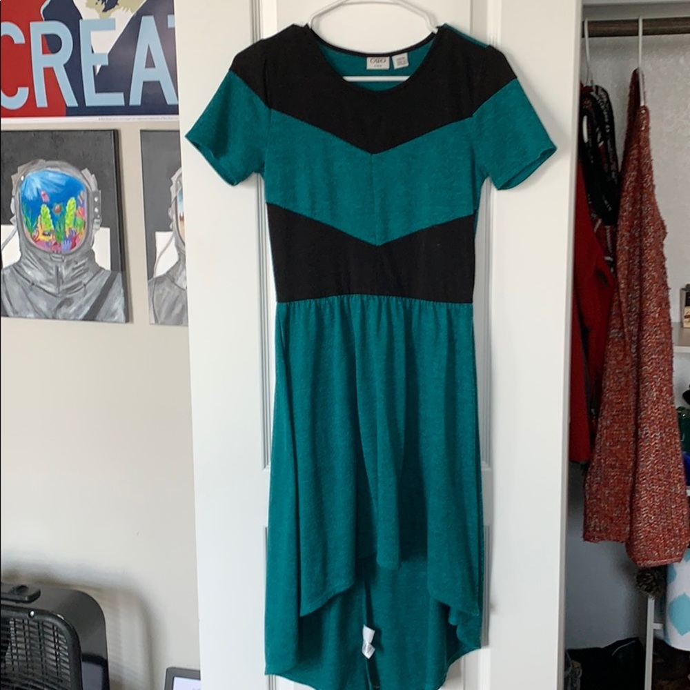 Teal highlow dress